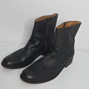 JD Fisk Boots Mens Size 13 Dale Black Leather Side Zipper
